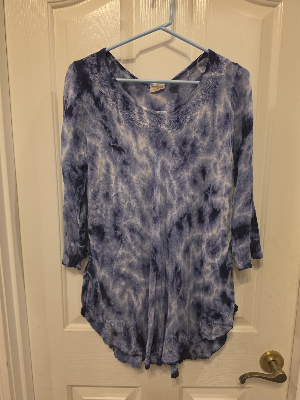 Advance Apparels Blue Tie-Dye Scoop Neck Tunic